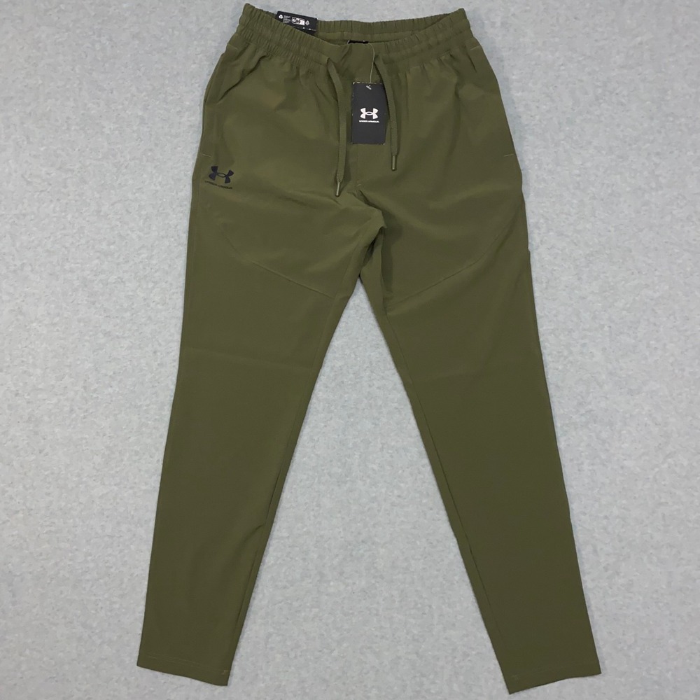 Under Armour UA Vibe Woven Tapered Pant Marine Green Men's Small 1386556-390 NWT - Picture 1 of 9